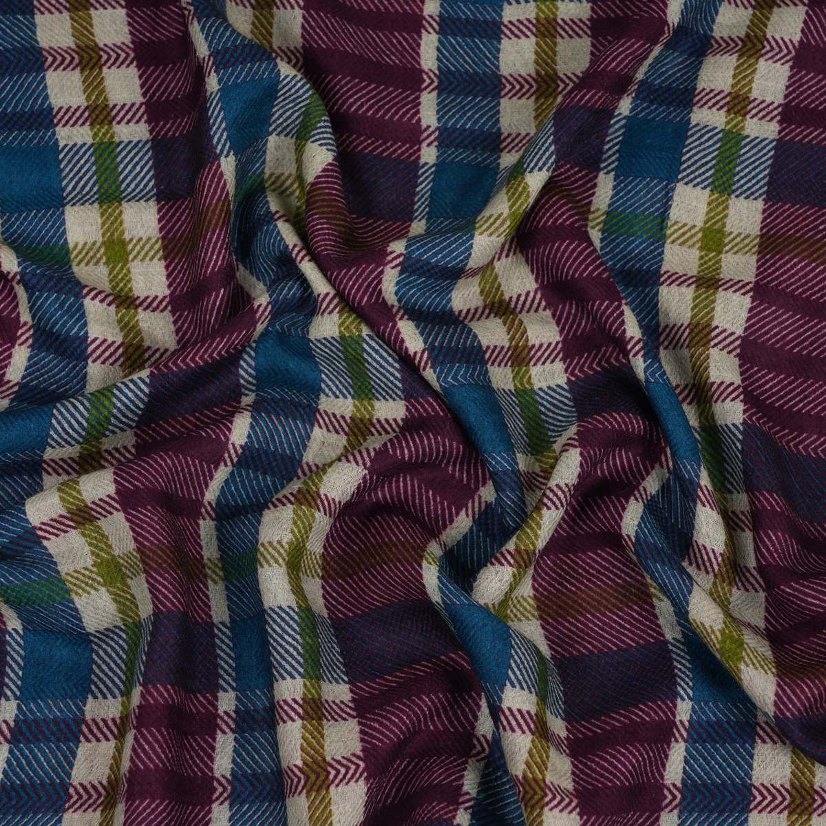 Vismaya Highland Check Scarf - Cream Wine - Image 5 of 5