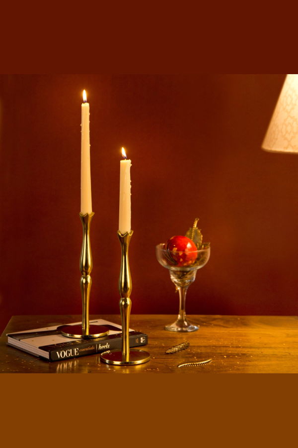 Mela Artisans Holiday Accents Brass 9'' Candlesticks Set