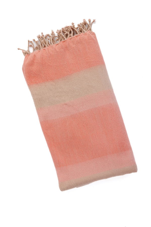 Purple Nest Design Kallpa Collection Throw Blanket - Faded Coral with Braided Fringe