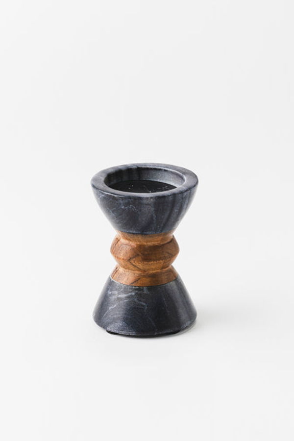 Mela Artisans Monarch Marble & Acacia Candleholders
