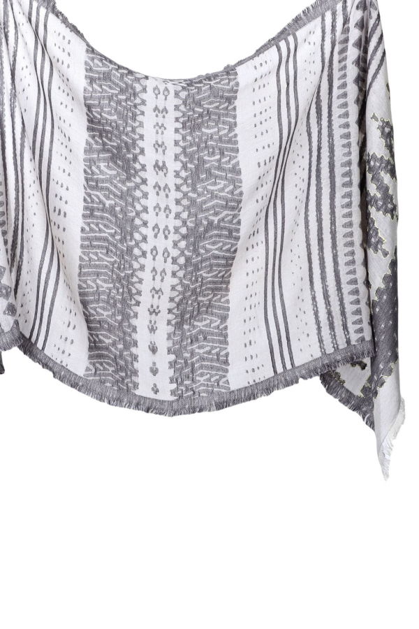 Vismaya Monochrome Tribal Weave Scarf - Gray