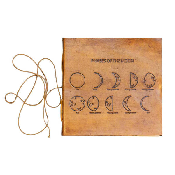 Soothi Moon Phases 7x7 Artists Embossed Leather Journal