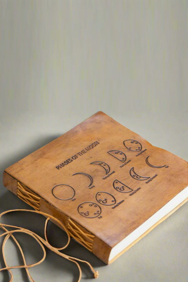 Soothi Moon Phases 7x7 Artists Embossed Leather Journal