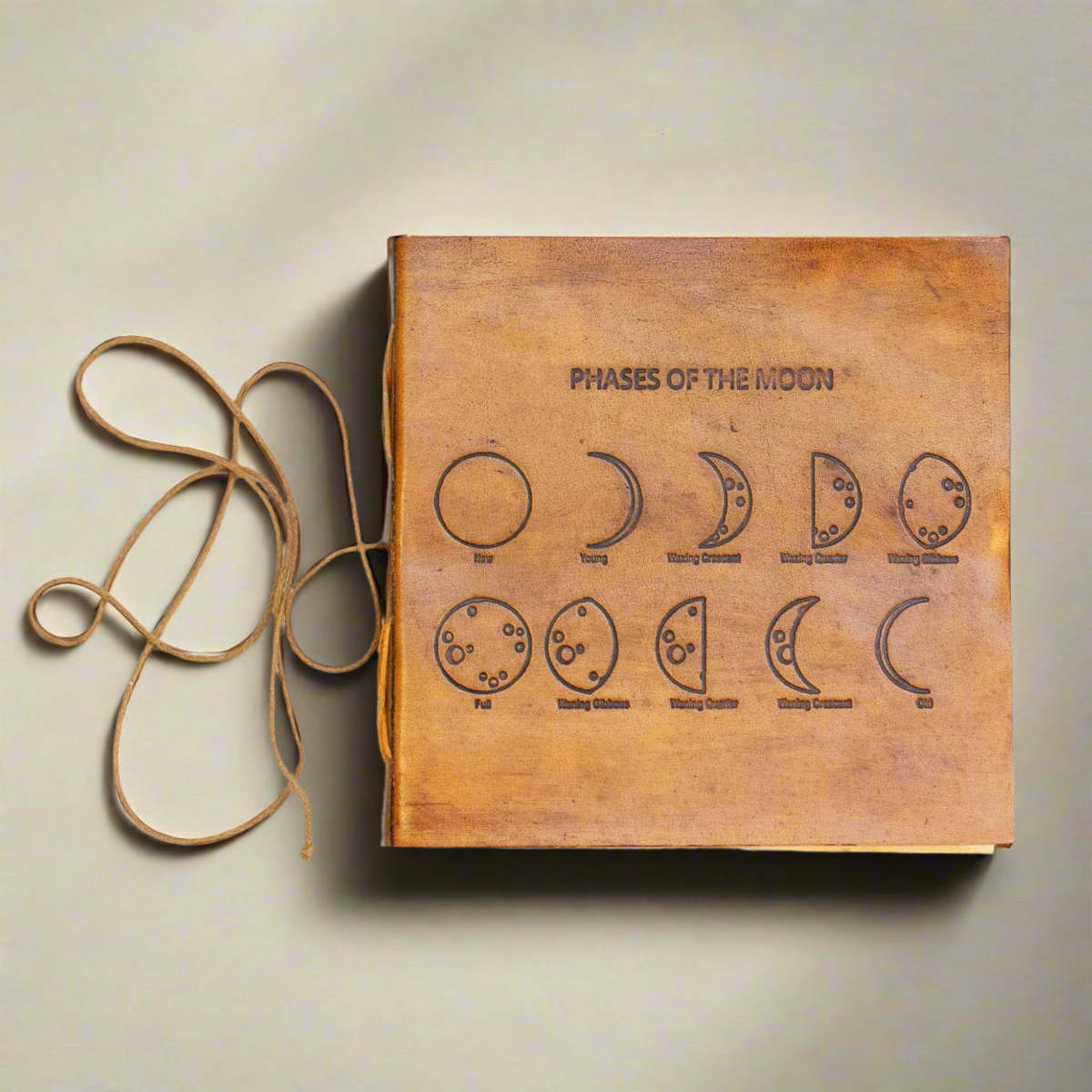 Soothi Moon Phases 7x7 Artists Embossed Leather Journal - Image 4 of 12