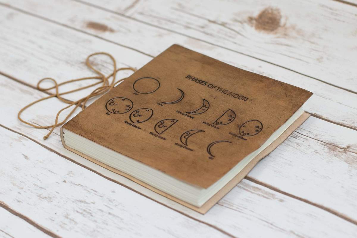 Soothi Moon Phases 7x7 Artists Embossed Leather Journal - Image 7 of 12