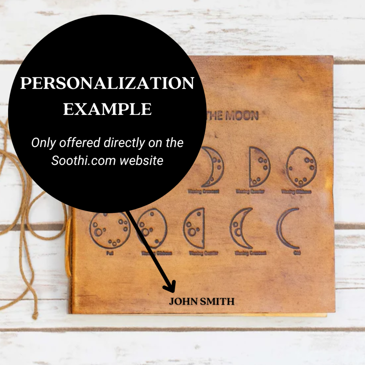 Soothi Moon Phases 7x7 Artists Embossed Leather Journal - Image 8 of 12