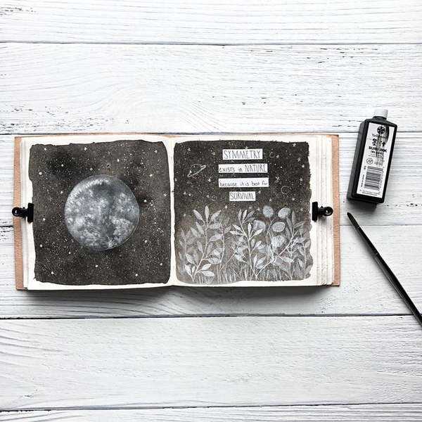 Soothi Moon Phases 7x7 Artists Embossed Leather Journal