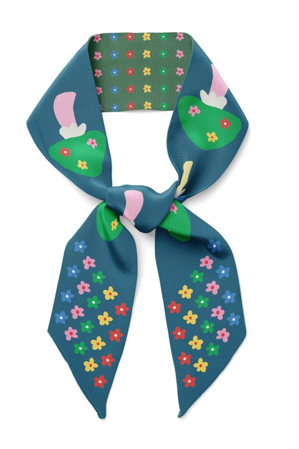 Centinelle Mushroom Floral Twilly Ribbon Scarf