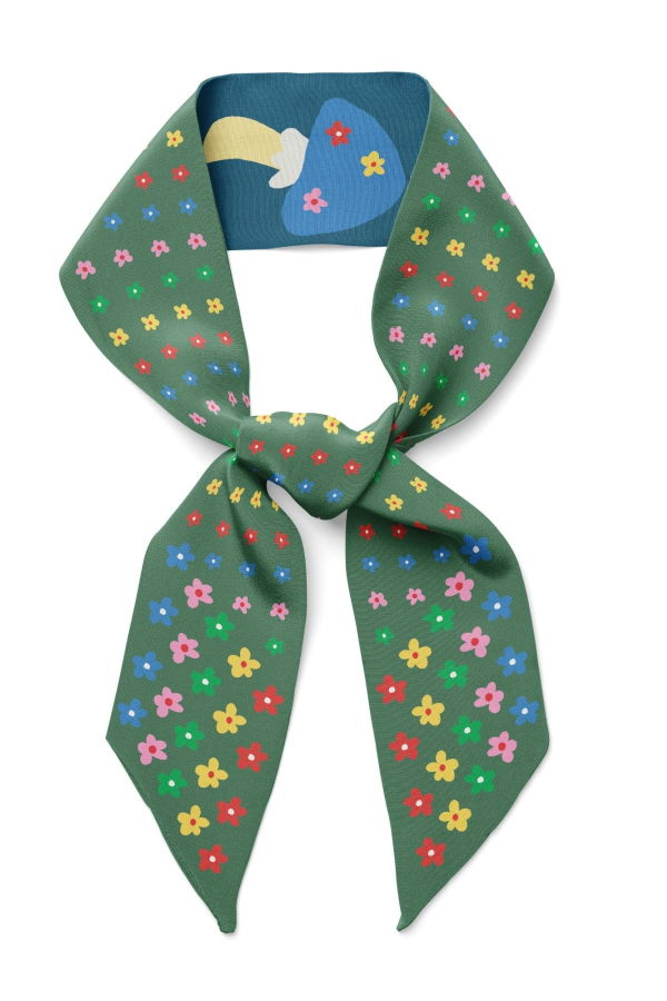 Centinelle Mushroom Floral Twilly Ribbon Scarf