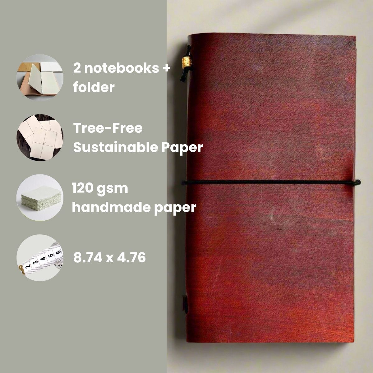Soothi Refillable Leather Traveler's Notebook - Image 7 of 9