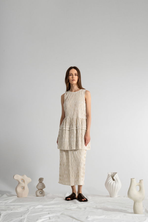 Future Classics Striped Layer Dress - Seedpearl/Desert Sand Stripe