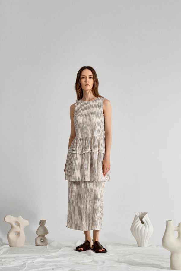 Future Classics Striped Overlap Skirt - Seedpearl/Desert Sand Stripe