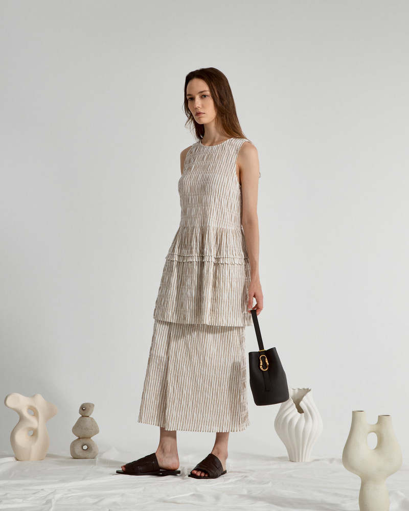 Future Classics Striped Overlap Skirt - Seedpearl/Desert Sand Stripe