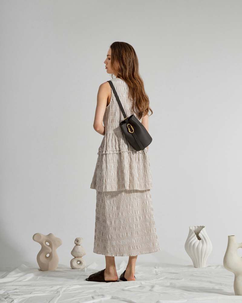 Future Classics Striped Overlap Skirt - Seedpearl/Desert Sand Stripe