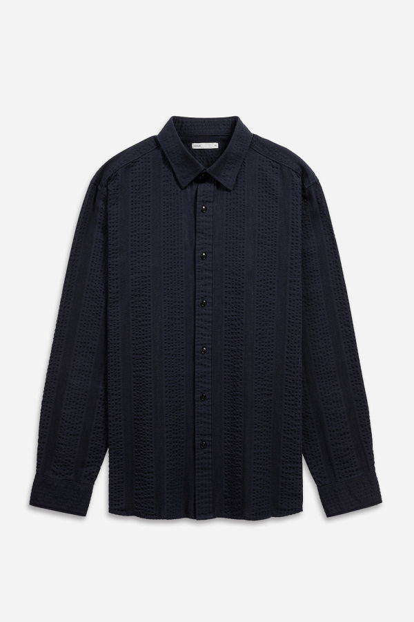 O.N.S Varick Dobby Stripe Overshirt - Dark Navy