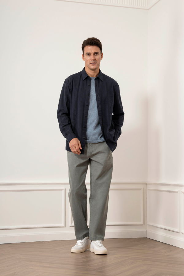 O.N.S Varick Dobby Stripe Overshirt - Dark Navy