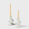 Mela Artisans Sculpted Aluminum White Candlesticks - Thumbnail 5