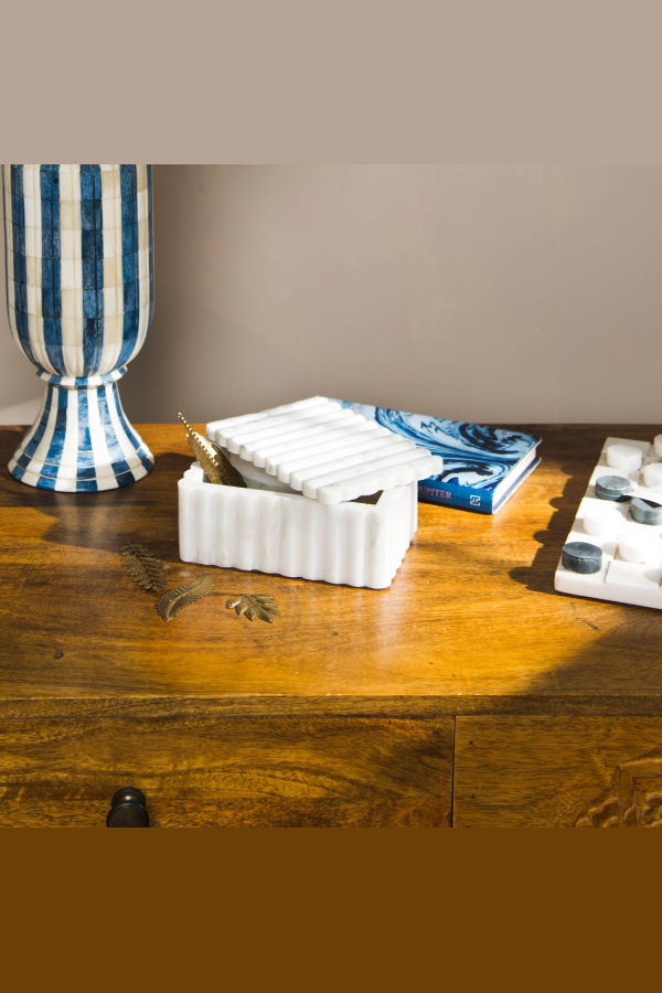 Mela Artisans Sculpted Marble Box Decor Box