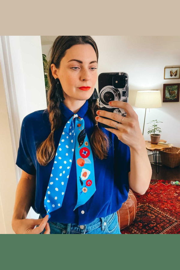 Centinelle Snow Monkey and Persimmons Twilly Ribbon Scarf