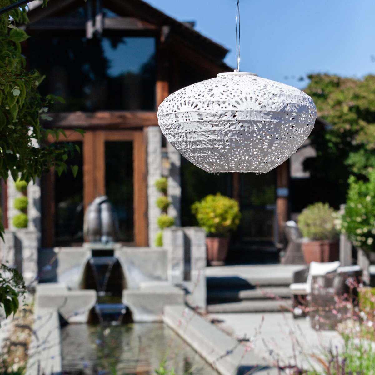 Allsop Home & Garden Soji Stella Crown Chantilly Lace Solar Lantern - Image 3 of 8