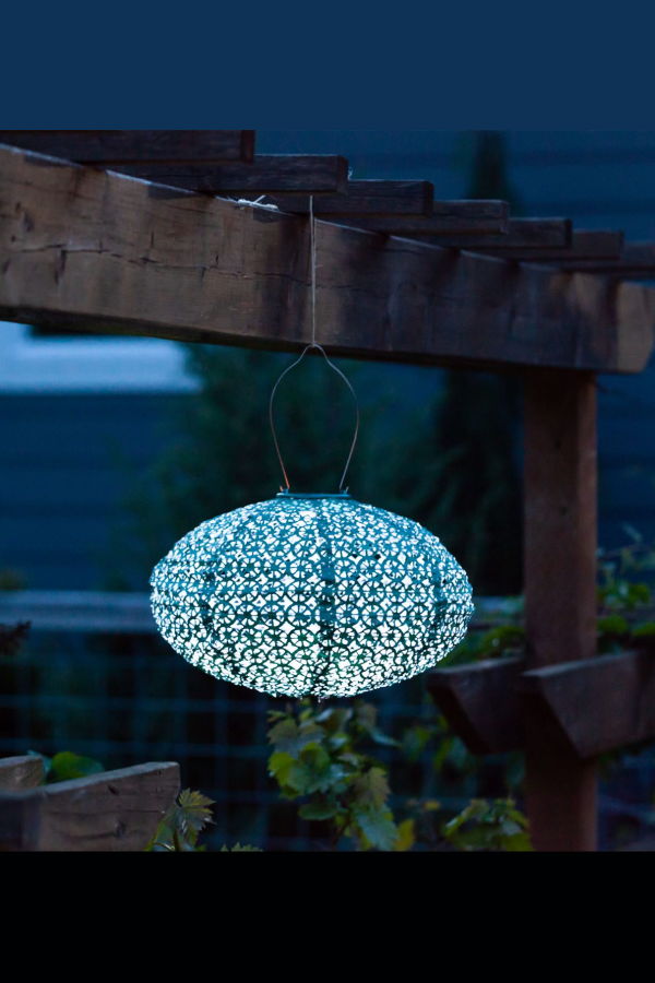 Allsop Home & Garden Soji Stella 14" Oval Solar Lantern - Emerald Green