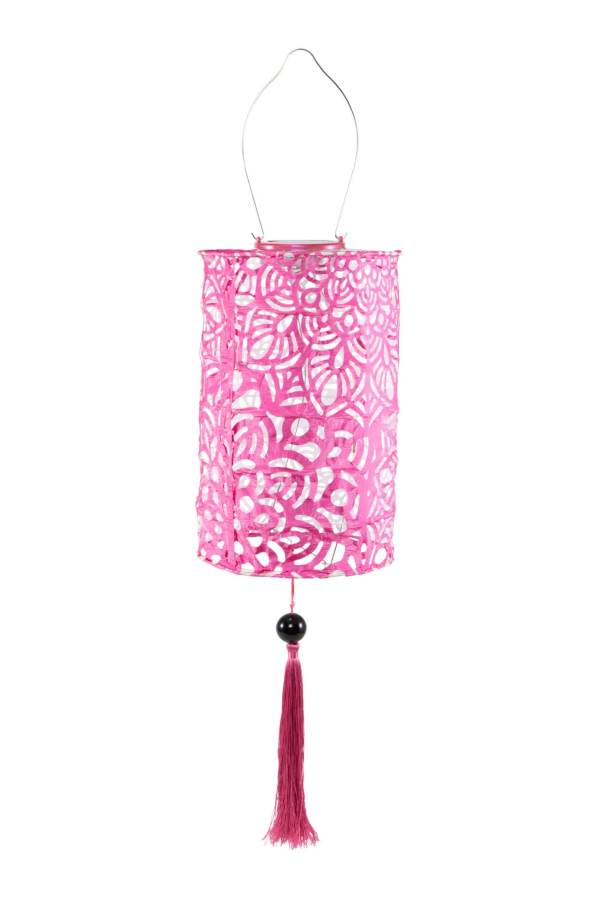 Allsop Home & Garden Soji Stella Tassel Cylinder 7.5" Solar Lantern - Jade