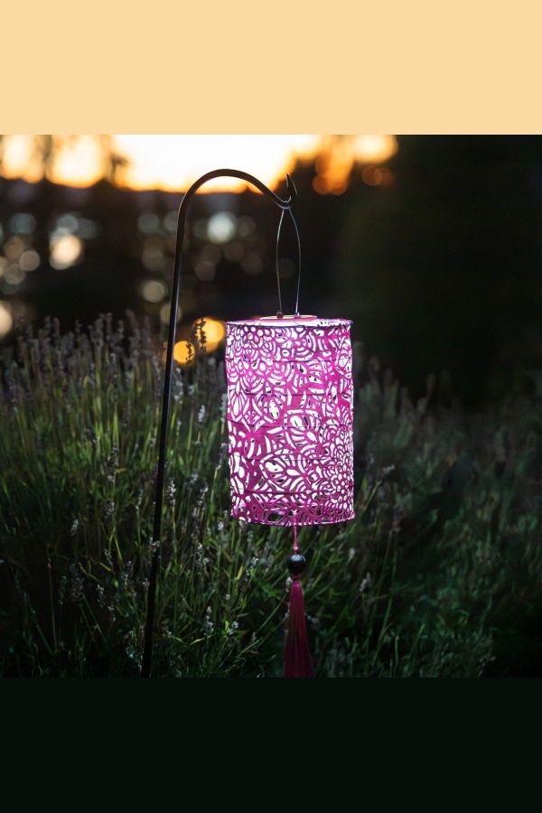 Allsop Home & Garden Soji Stella Tassel Cylinder 7.5" Solar Lantern - Jade
