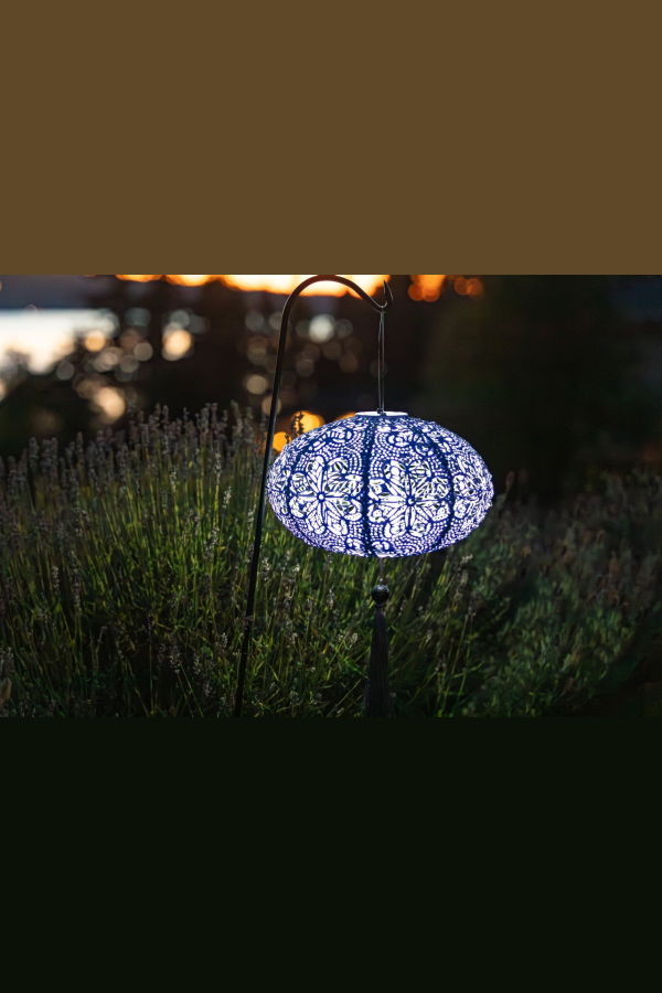 Allsop Home & Garden Soji Stella Tassel Oval 14" Solar Lantern - Jade