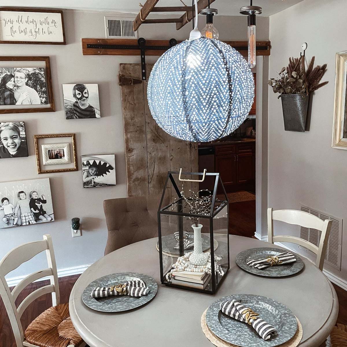 Allsop Home & Garden Soji Stella Nova Chevron Pendant Lamp - Metallic Blue - Image 5 of 5