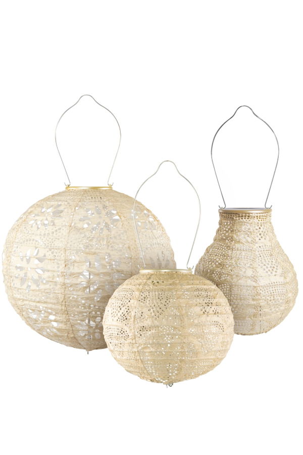 Allsop Home & Garden Soji Stella Solar Lantern Multi-Shape 3-Pack Lanterns - Pearl White