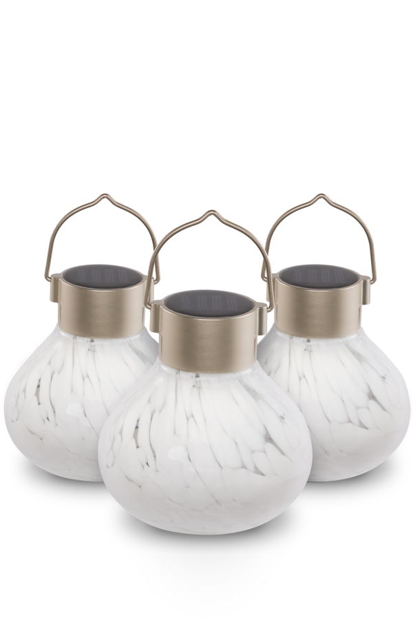 Allsop Home & Garden Solar Tea Lantern Handblown Glass 3-Pack Lantern Set