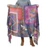 Vismaya Songbird Rectangle Wool Scarf - Blue Red - Thumbnail 1