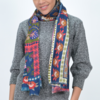 Vismaya Songbird Rectangle Wool Scarf - Blue Red - Thumbnail 2