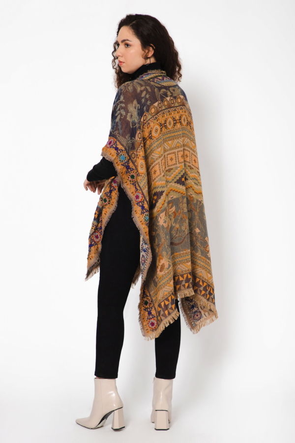 Vismaya Spellbound Ornamental Kimono - Mustard