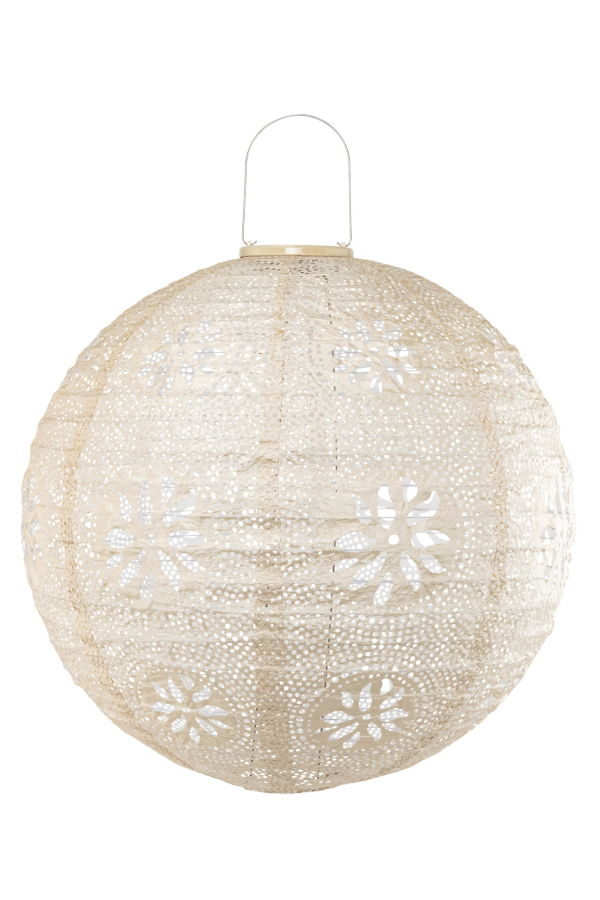 Allsop Home & Garden Stella Luxe Globe Boho 18" LED Lantern (Battery Powered) - Pearl