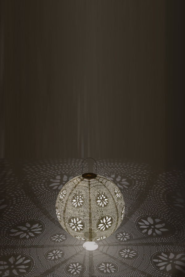 Allsop Home & Garden Stella Luxe Globe Boho 18" LED Lantern (Battery Powered) - Pearl