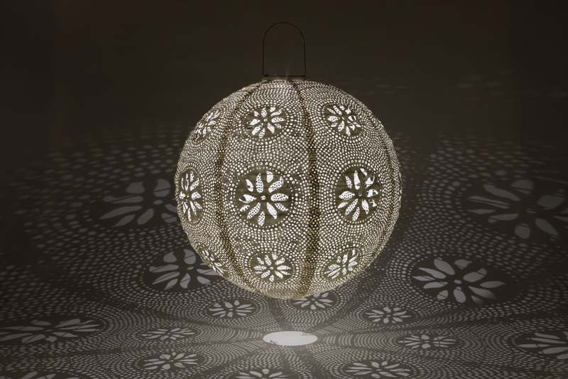 Allsop Home & Garden Stella Luxe Globe Boho 18" LED Lantern (Battery Powered) - Pearl