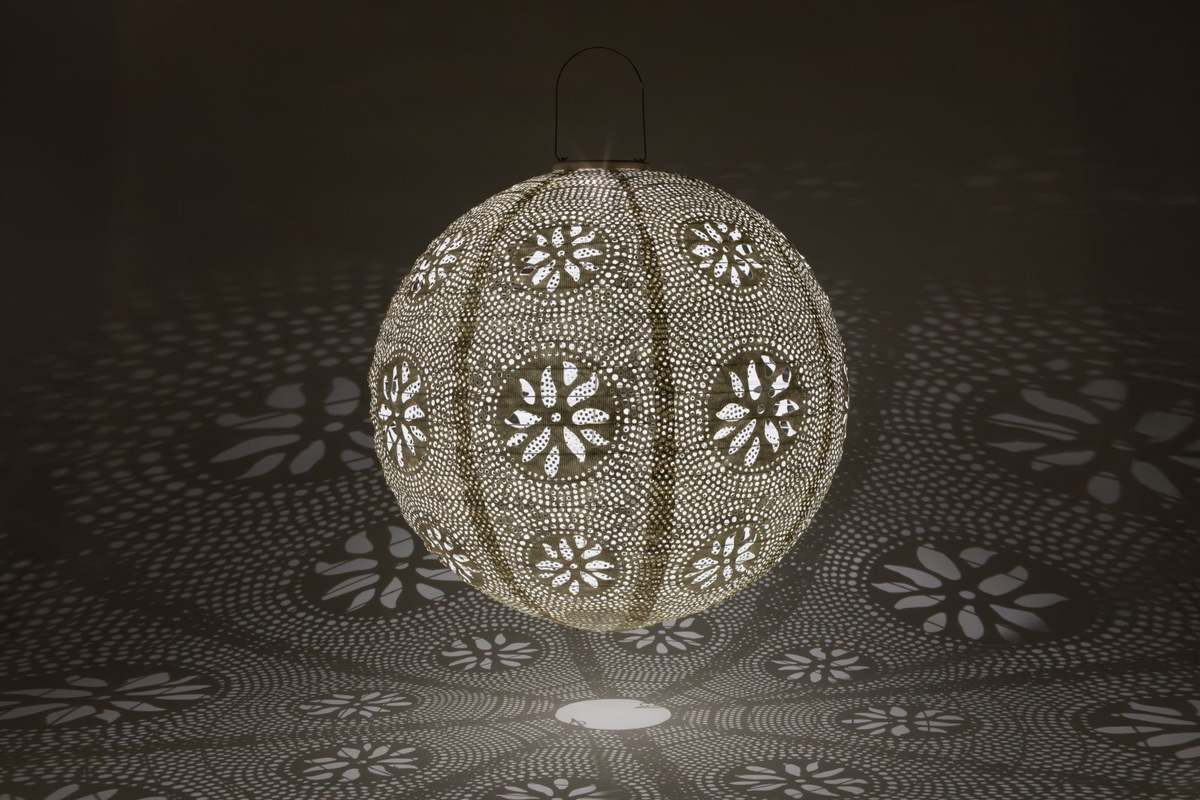 Allsop Home & Garden Stella Luxe Globe Boho 18" LED Lantern (Battery Powered) - Pearl - Image 3 of 6