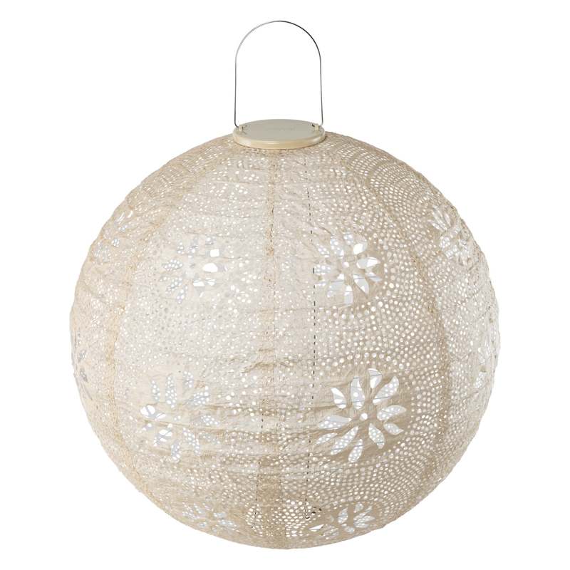 Allsop Home & Garden Stella Luxe Globe Boho 18" LED Lantern (Battery Powered) - Pearl