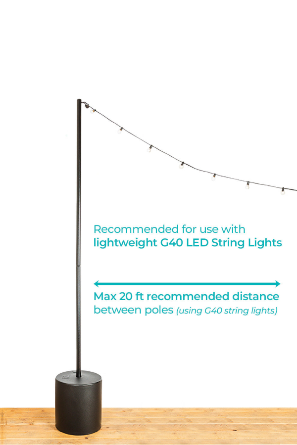 Allsop Home & Garden String Light Pole Stand with Tank Base Lighting Stand