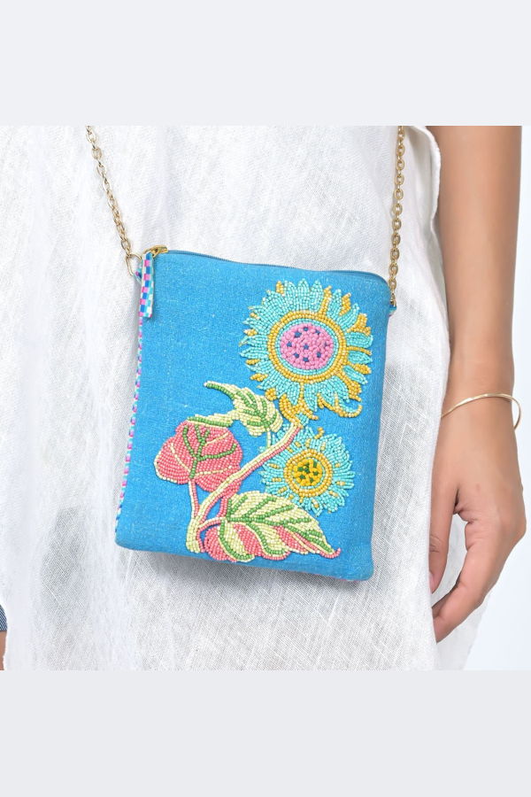 Vismaya Sunflower Sling Bag - Blue