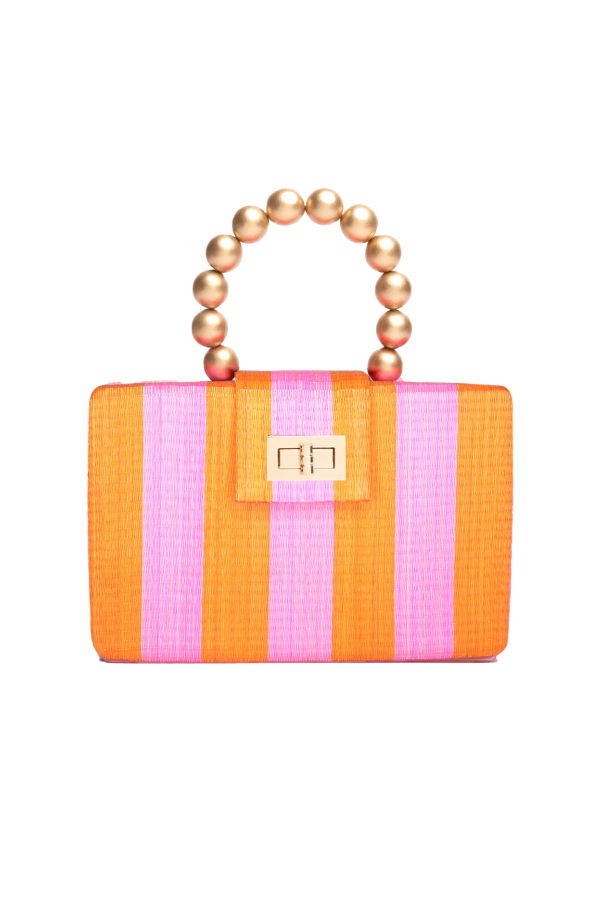 Soli & Sun The Louisa Stripe Woven Straw Clutch Bag