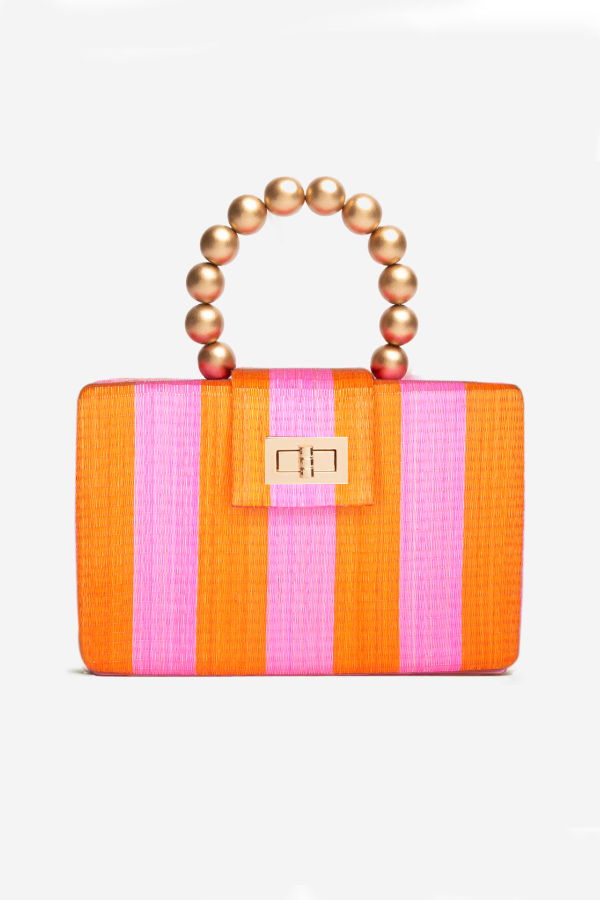 Soli & Sun The Louisa Stripe Woven Straw Clutch Bag