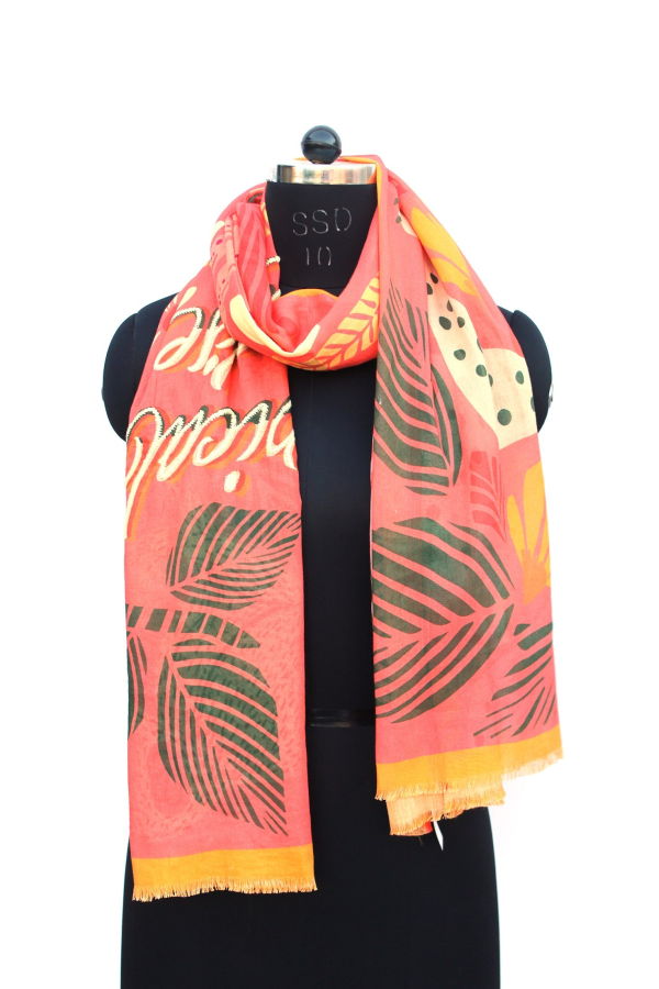 Vismaya Tropical Paradise Scarf - Orange