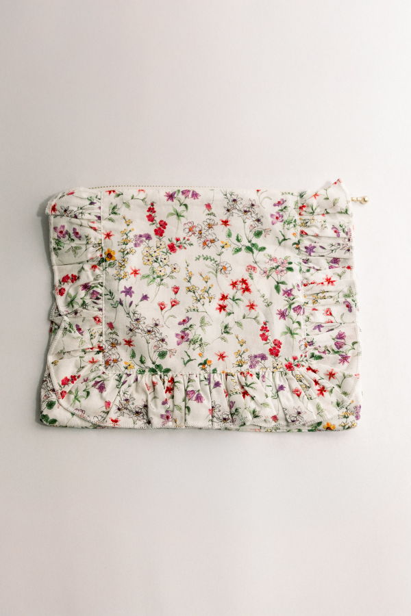 Piper&Cloth Wildflower Waltz Timeless Floral Ruffle Zipper Pouch