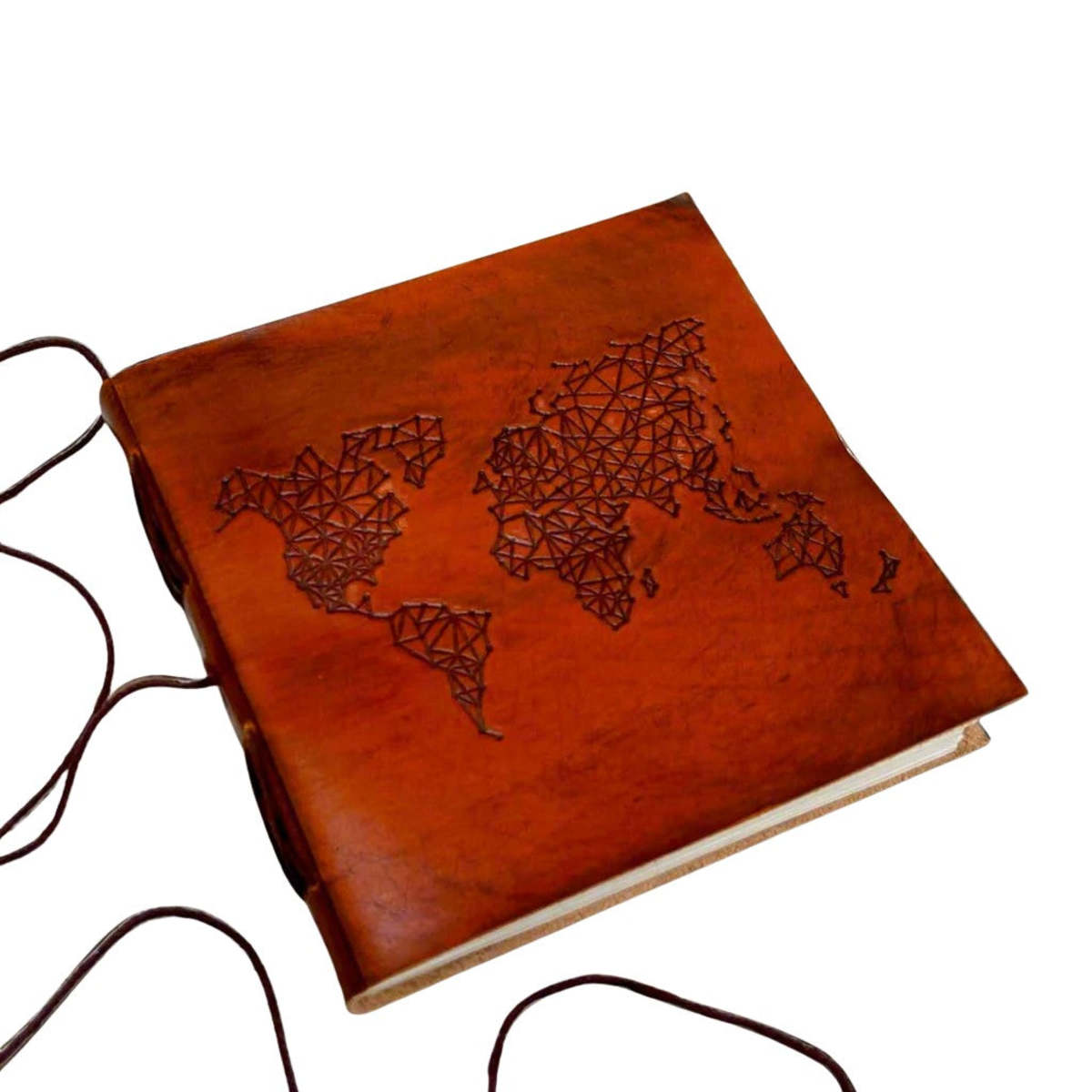 Soothi World Map 7x7 Artist Handmade Leather Journal - Image 1 of 10