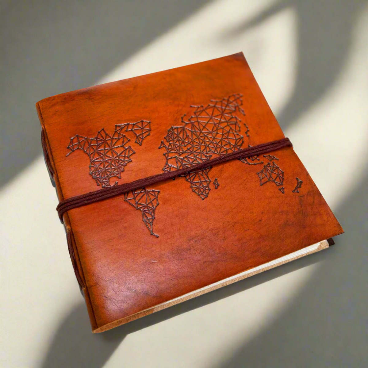 Soothi World Map 7x7 Artist Handmade Leather Journal - Image 4 of 10