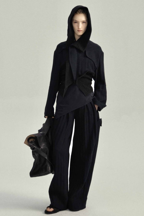 YEHUAFAN Black Linen Jacket