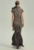 YEHUAFAN Grey Brown Silk Skirt - Thumbnail 2