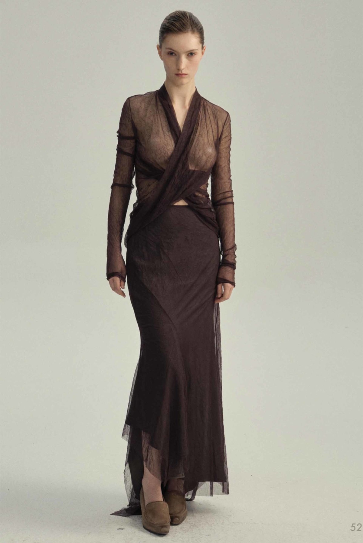 YEHUAFAN Grey Brown Silk Skirt - Image 4 of 4